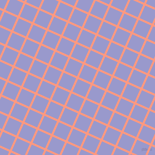 66/156 degree angle diagonal checkered chequered lines, 7 pixel lines width, 47 pixel square size, Vivid Tangerine and Blue Bell plaid checkered seamless tileable