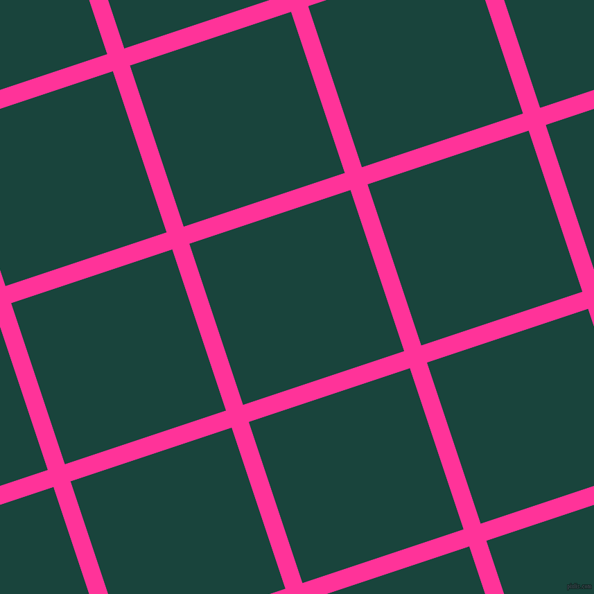 18/108 degree angle diagonal checkered chequered lines, 26 pixel line width, 245 pixel square size, Wild Strawberry and Deep Teal plaid checkered seamless tileable