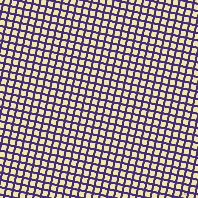 77/167 degree angle diagonal checkered chequered lines, 7 pixel lines width, 17 pixel square size, Windsor and Pale Goldenrod plaid checkered seamless tileable