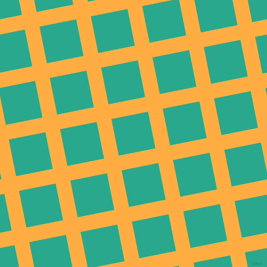 11/101 degree angle diagonal checkered chequered lines, 51 pixel lines width, 127 pixel square size, Yellow Orange and Niagara plaid checkered seamless tileable