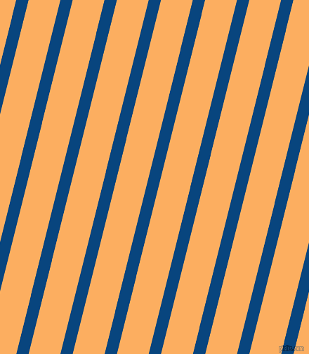 76 degree angle lines stripes, 17 pixel line width, 44 pixel line spacing, Dark Cerulean and Rajah stripes and lines seamless tileable