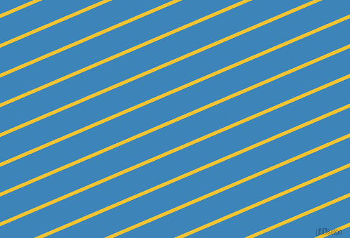 23 degree angle lines stripes, 5 pixel line width, 34 pixel line spacing, Saffron and Curious Blue stripes and lines seamless tileable